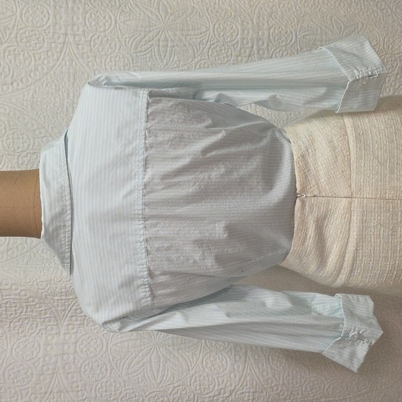 Women's Light Blue & White Striped Top Shirt Blouse Button Down Business Casual - Picture 5 of 8